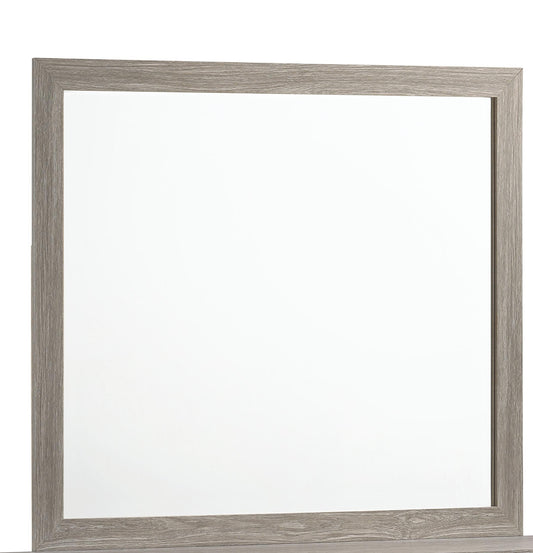 Yasmine White Modern Style Mirror in Gray finish Wood Cosmos Furniture