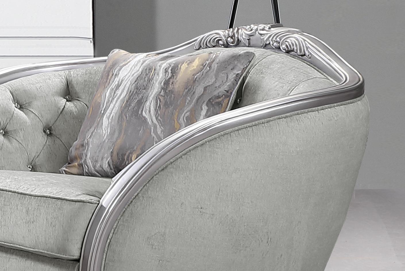 Natalia Transitional Style Chair in Silver finish Wood Cosmos Furniture