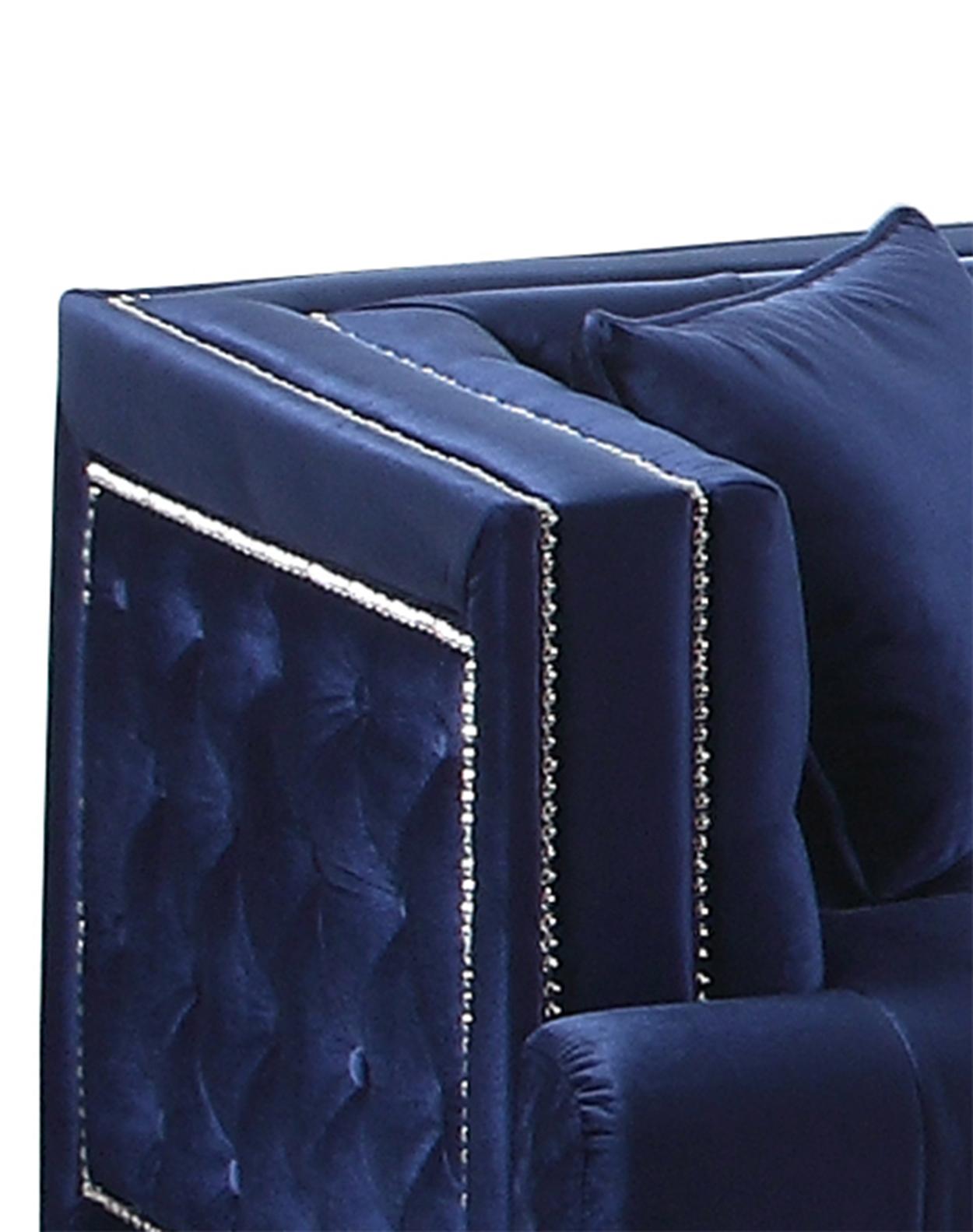 Kendel Blue Modern Style Navy Sofa with Acrylic Legs Cosmos Furniture