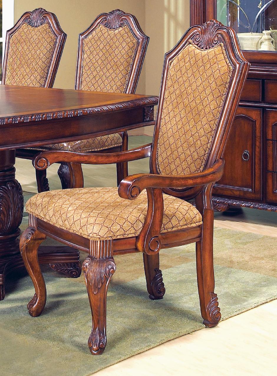 Veronica Cherry Traditional Style Dining Arm Chair in Cherry finish Wood Cosmos Furniture