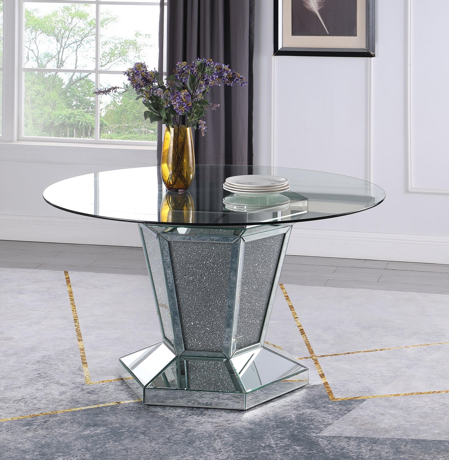 Diva Modern Style Dining Table in Silver and Glass Cosmos Furniture