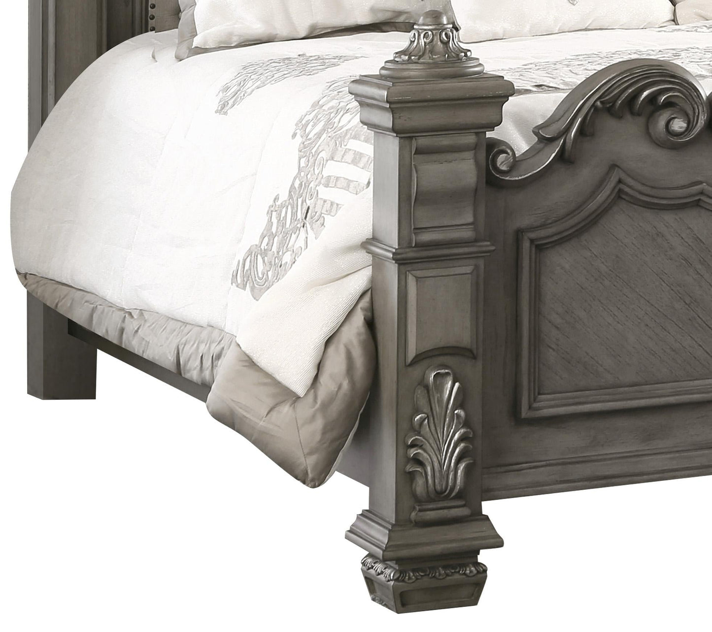 Silvy Transitional Style King Bed in Gray finish Wood Cosmos Furniture