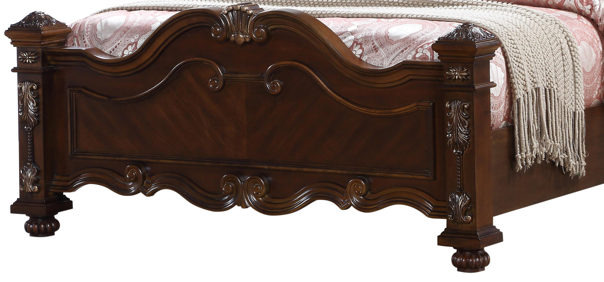 Destiny Traditional Style King Bed in Cherry finish Wood Cosmos Furniture