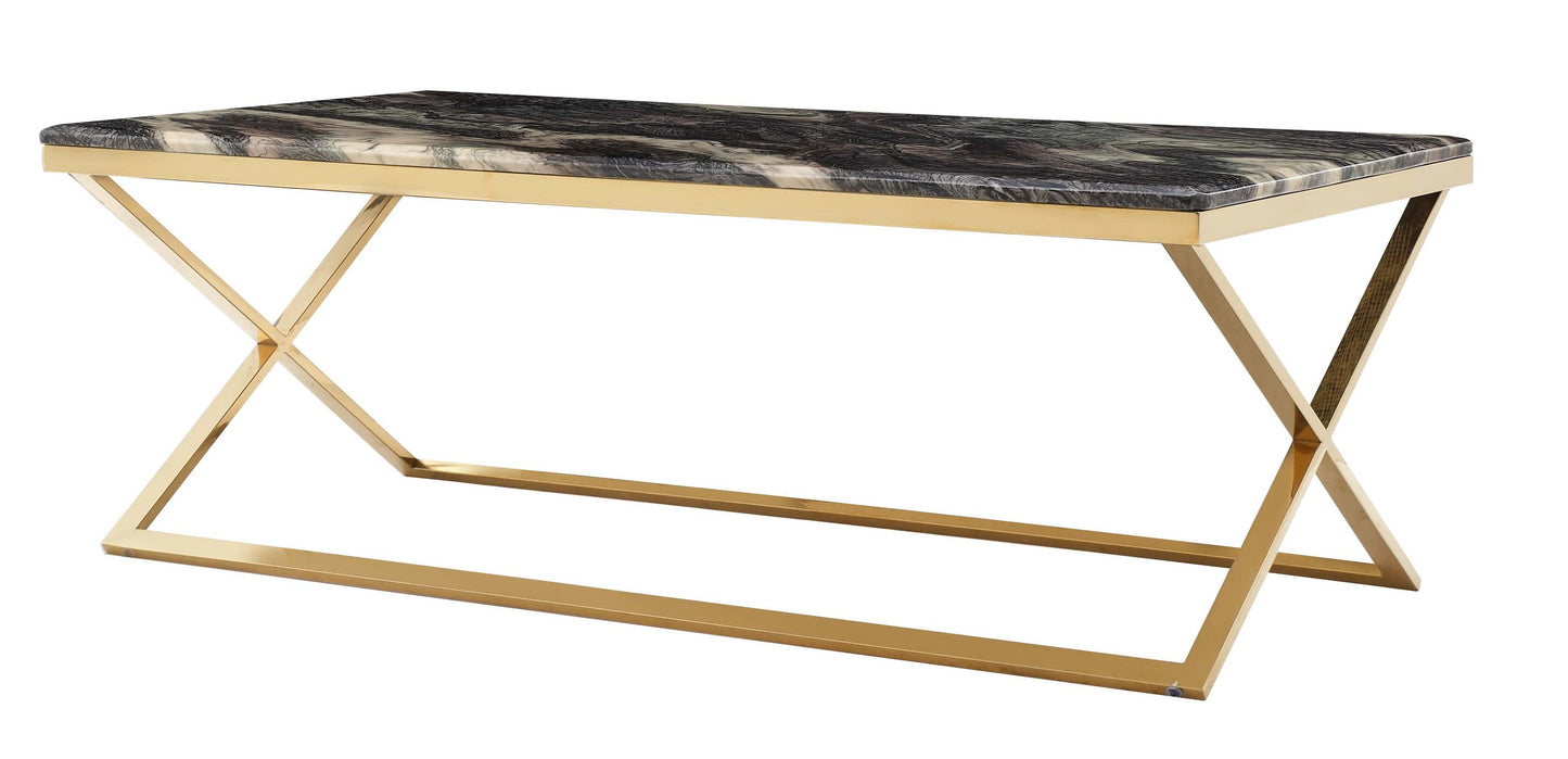 Ara Modern Style Marble Coffee Table with Metal Base Cosmos Furniture