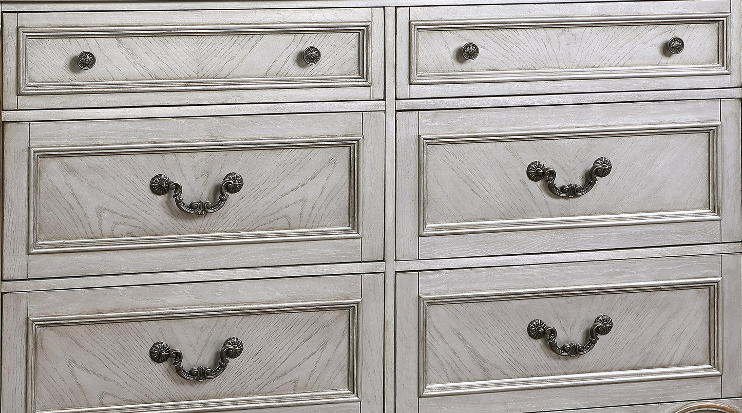 Melrose Transitional Style Dresser in Silver finish Wood Cosmos Furniture