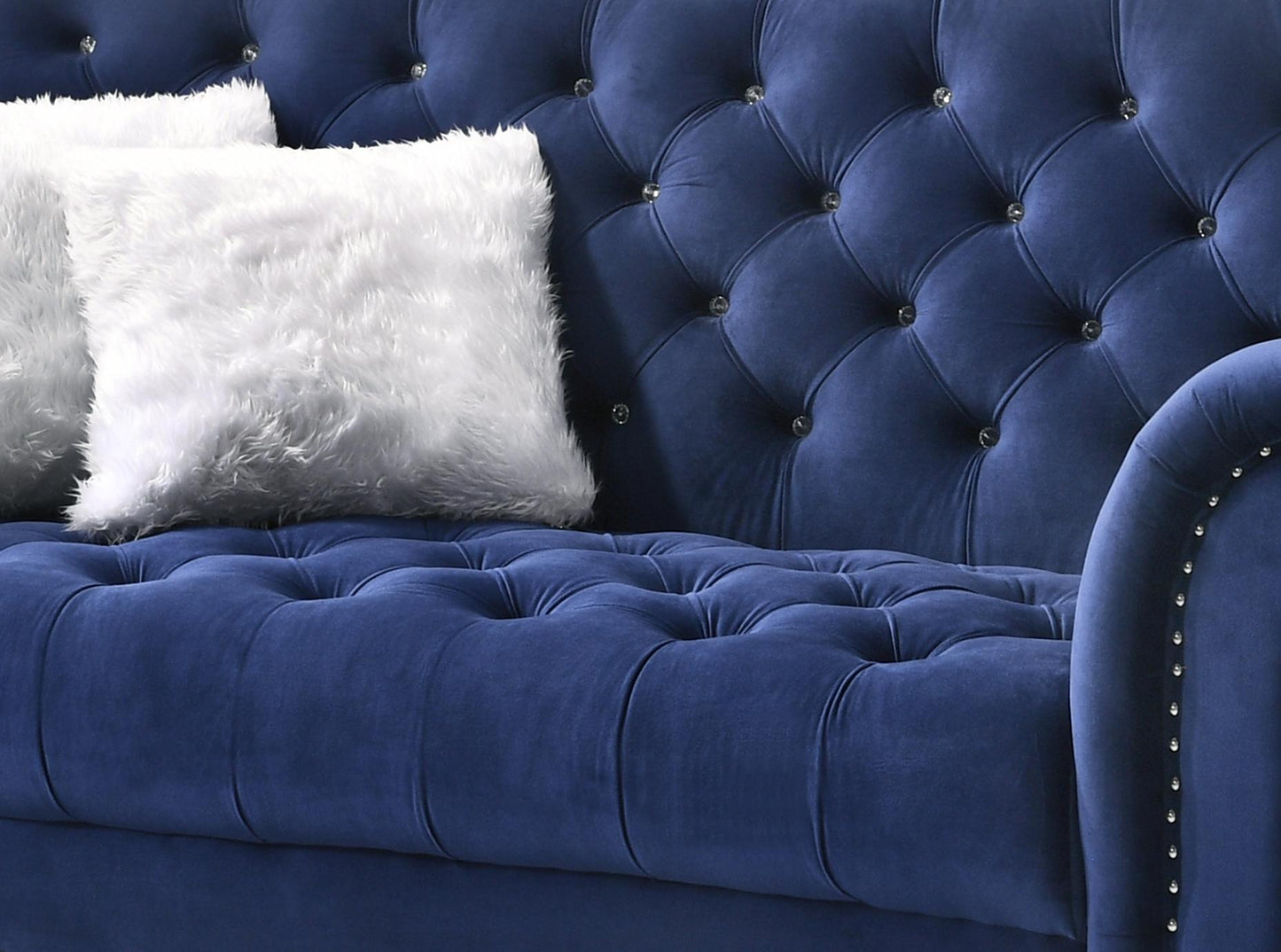 Gracie Transitional Style Blue Loveseat with Espresso Legs Cosmos Furniture