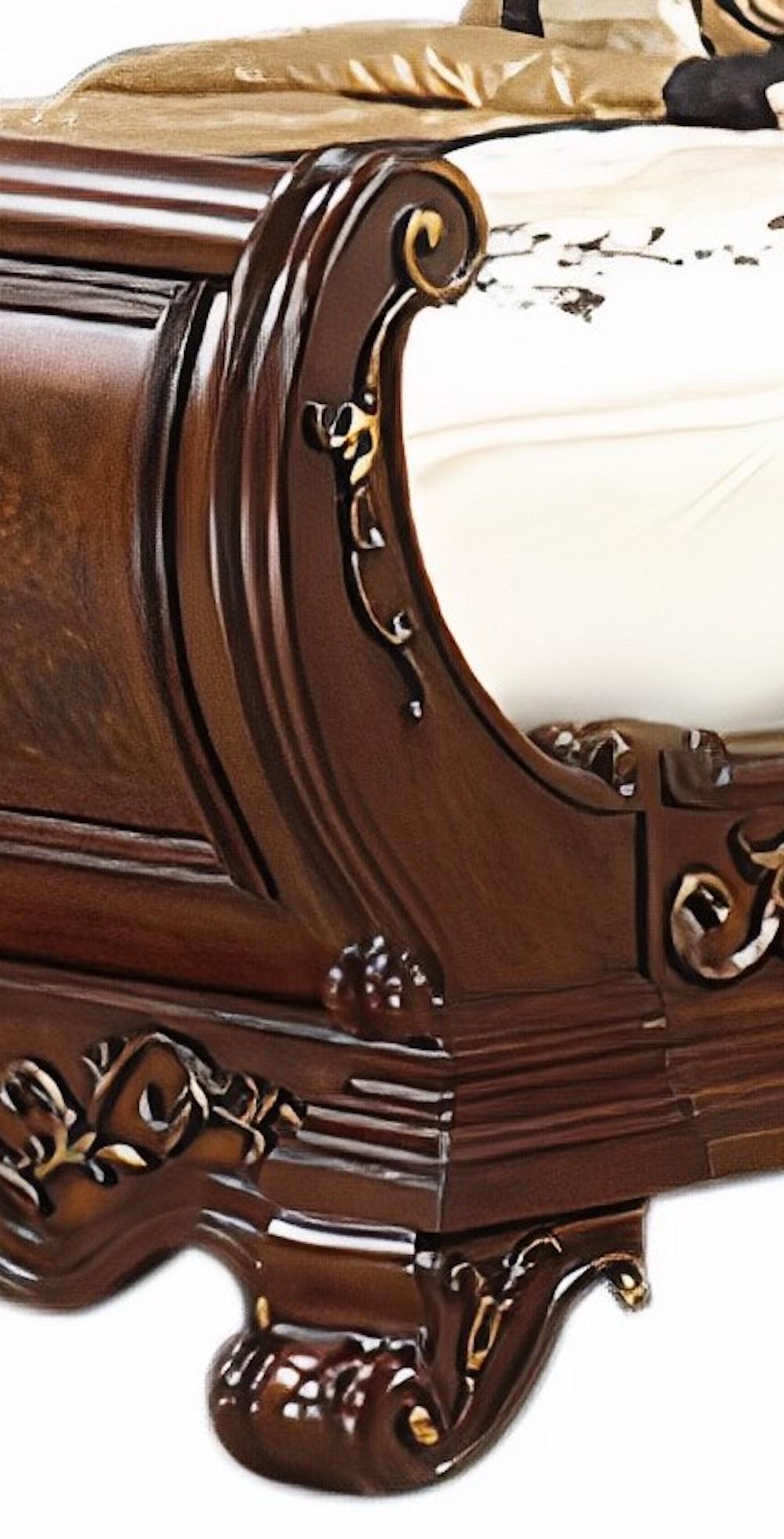 Cleopatra Traditional Style King Bed in Cherry finish Wood Cosmos Furniture