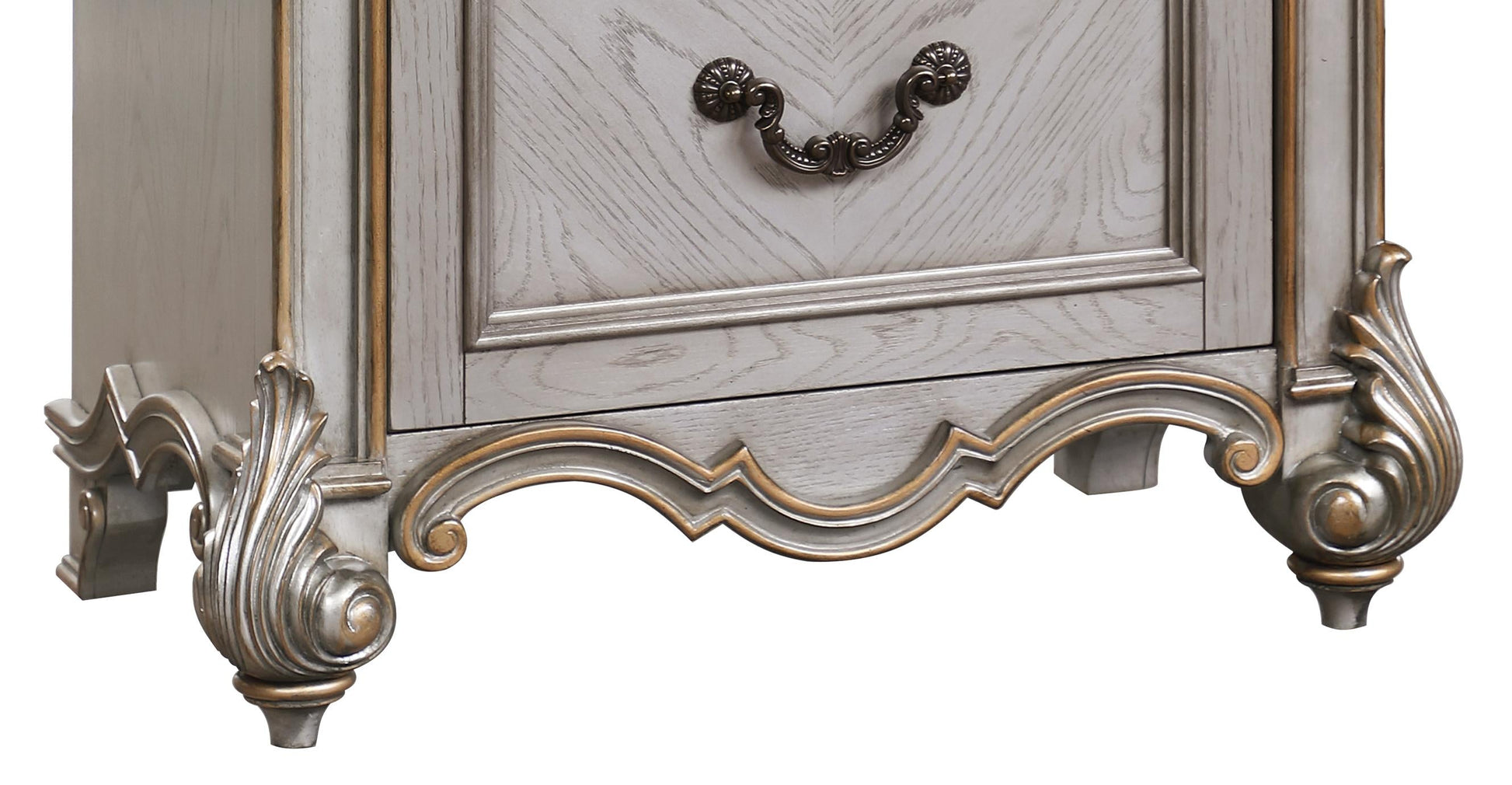 Melrose Transitional Style Nightstand in Silver finish Wood Cosmos Furniture