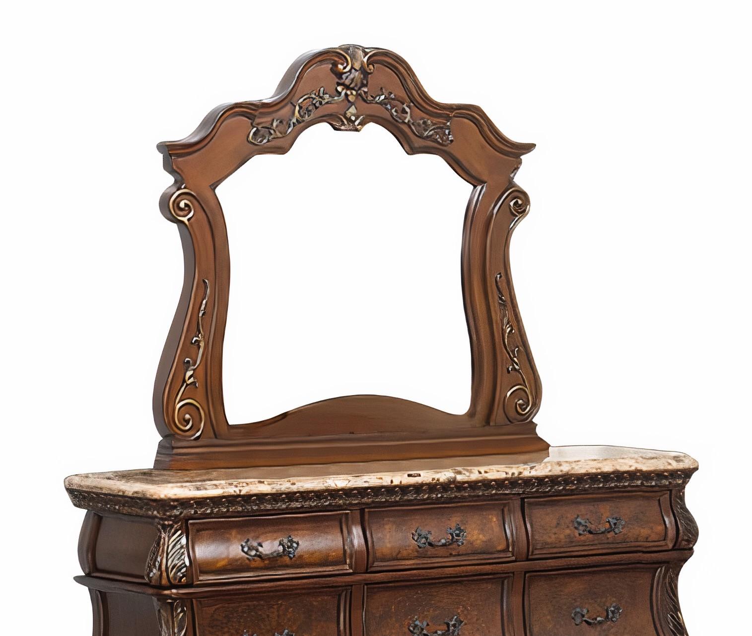 Cleopatra Traditional Style Mirror in Cherry finish Wood Cosmos Furniture