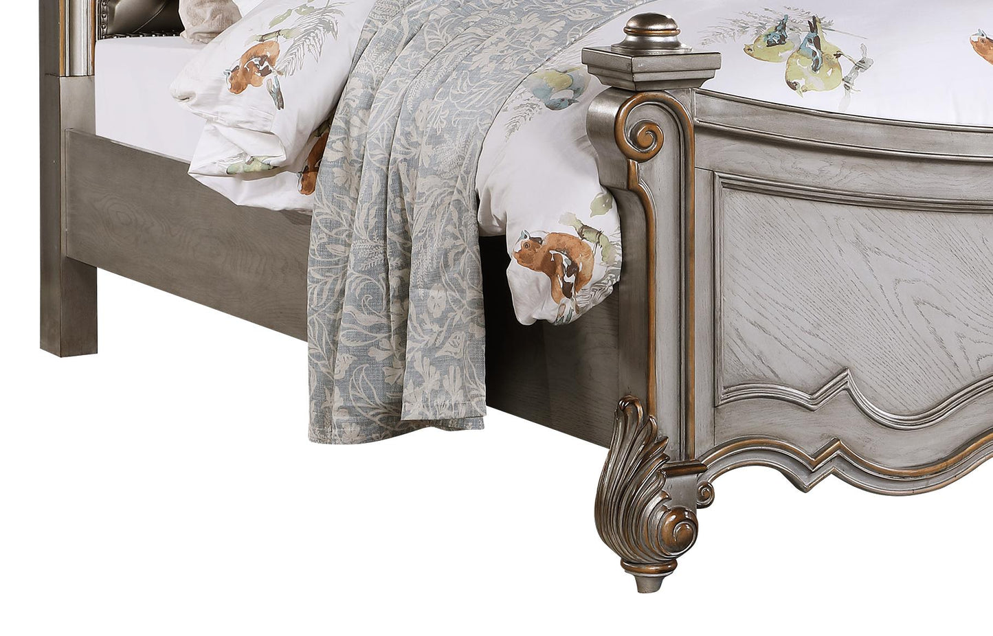 Melrose Transitional Style Queen Bed in Silver finish Wood Cosmos Furniture