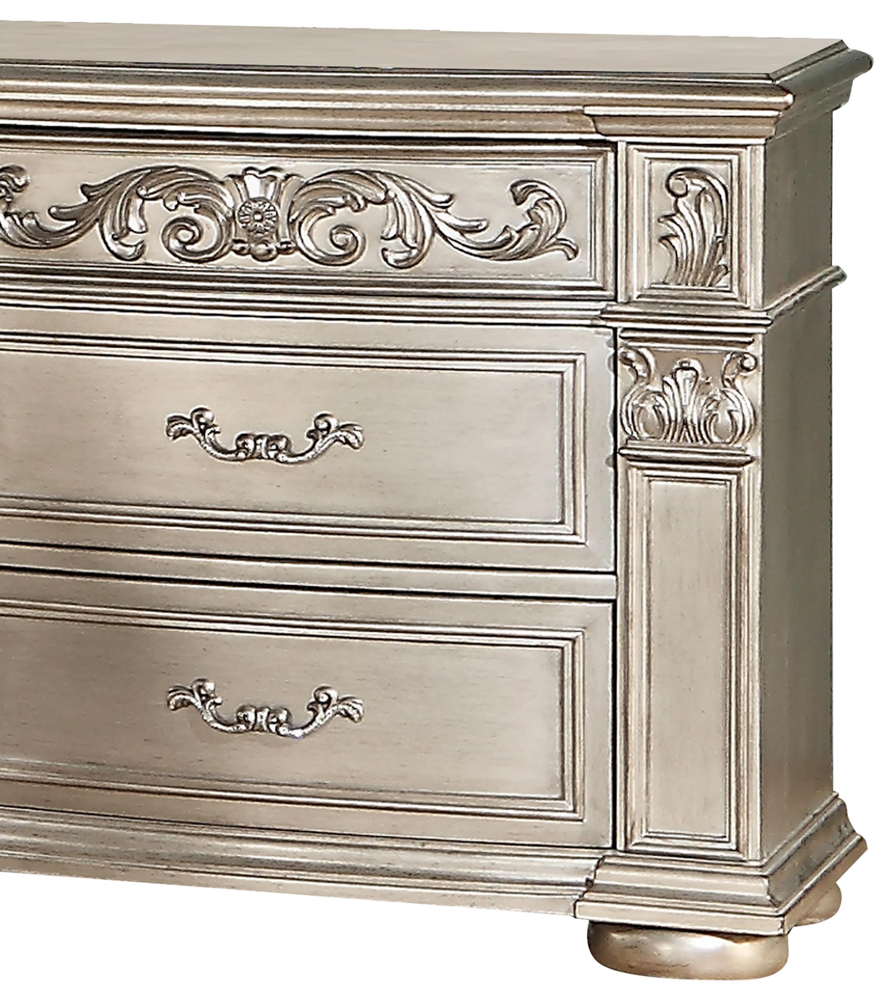 Platinum Traditional Style Nightstand in Gold finish Wood Cosmos Furniture