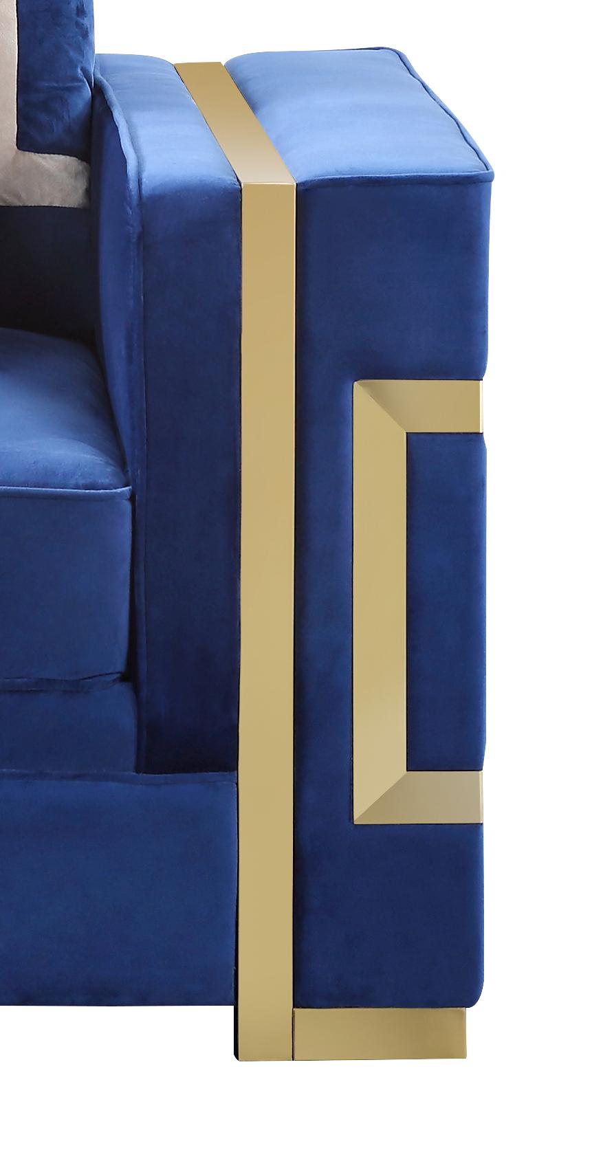 Lawrence Modern Style Navy Chair with Gold Finish Cosmos Furniture