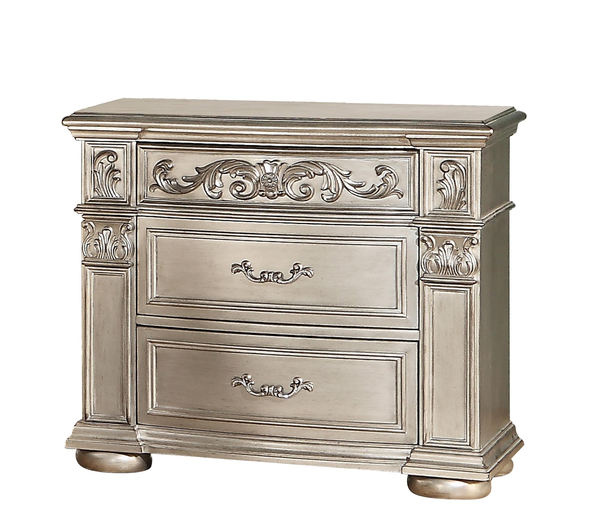 Platinum Traditional Style Nightstand in Gold finish Wood Cosmos Furniture