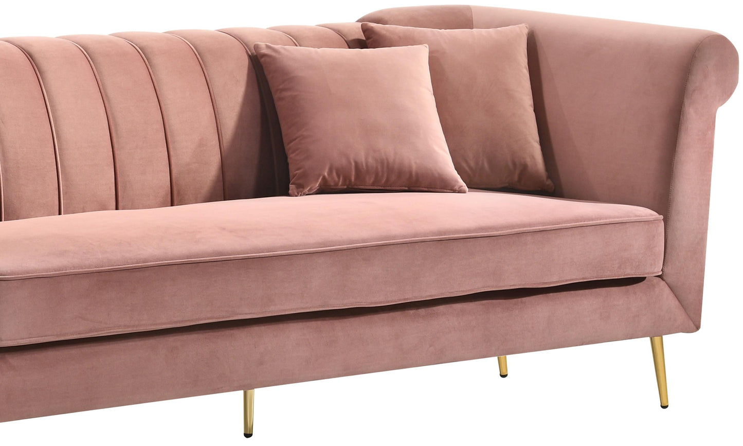 Lexington Transitional Style Coral Sofa with Gold Finish Cosmos Furniture