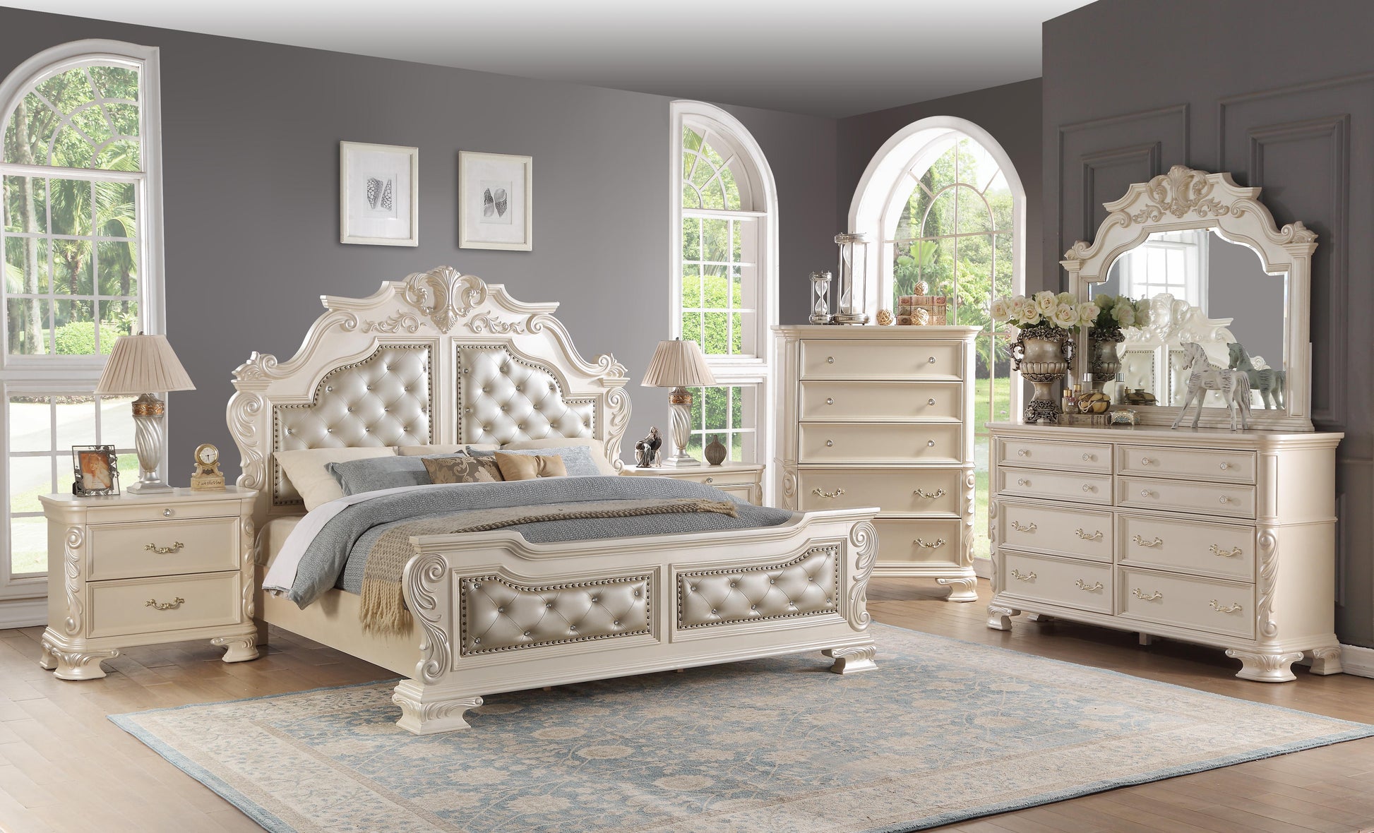 Victoria Traditional Style Dresser in Off-White finish Wood Cosmos Furniture