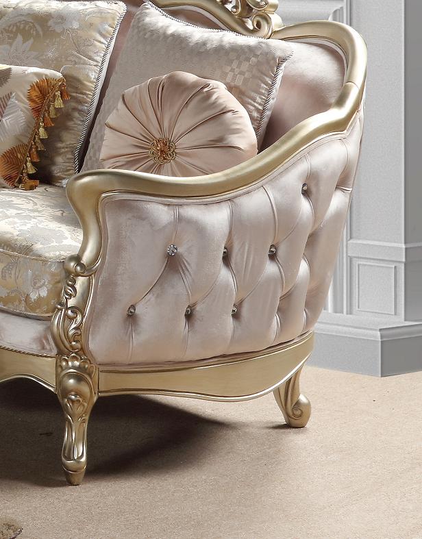 Diana Traditional Style Loveseat in Champagne finish Wood Cosmos Furniture