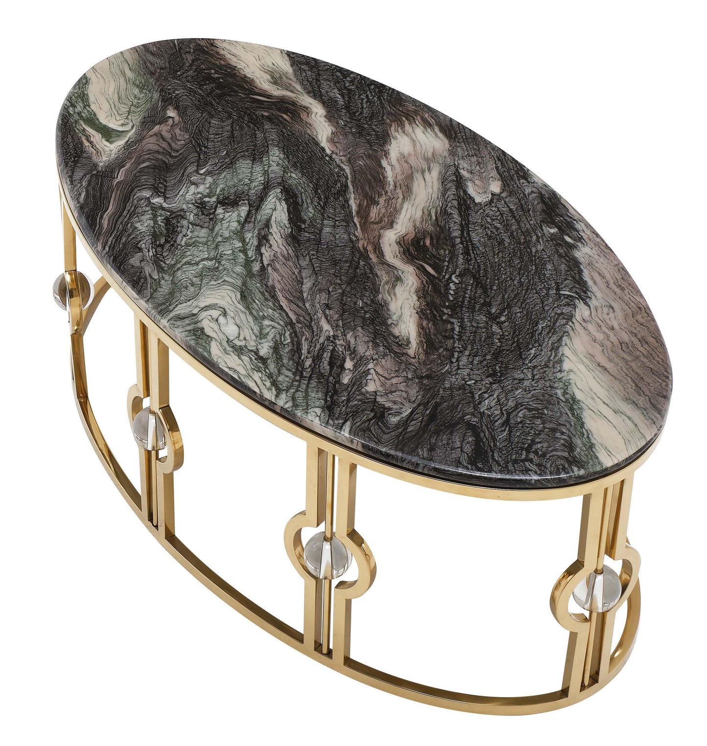 Anika Modern Style Marble Coffee Table with Metal Base Cosmos Furniture