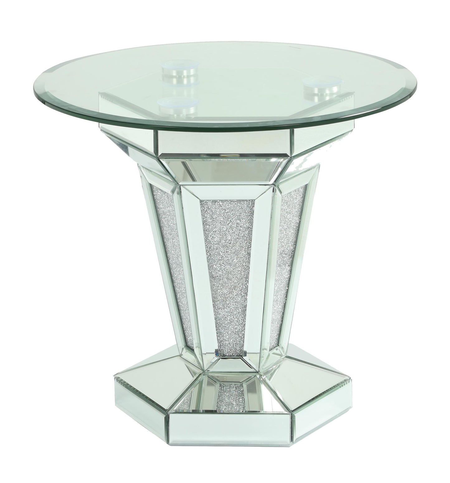 Diva Modern Style Glass End Table with Silver fiinish Cosmos Furniture