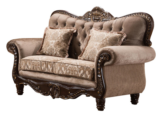 Giana Traditional Style Loveseat in Cherry finish Wood Cosmos Furniture