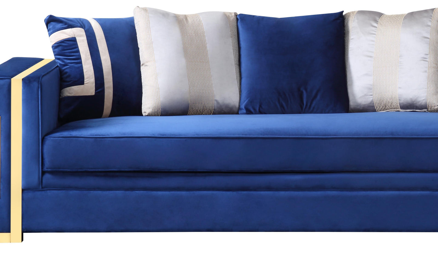 Lawrence Modern Style Navy Sofa with Gold Finish Cosmos Furniture