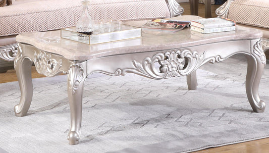 Daisy Traditional Style Coffee Table in Pearl finish Wood Cosmos Furniture