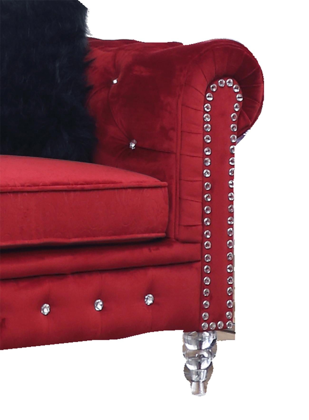 Sahara Modern Style Red Sofa with Acrylic legs Cosmos Furniture