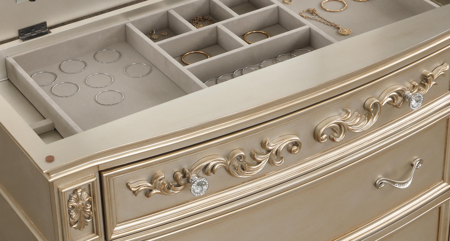 Valentina Traditional Style Chest in Gold finish Wood Cosmos Furniture