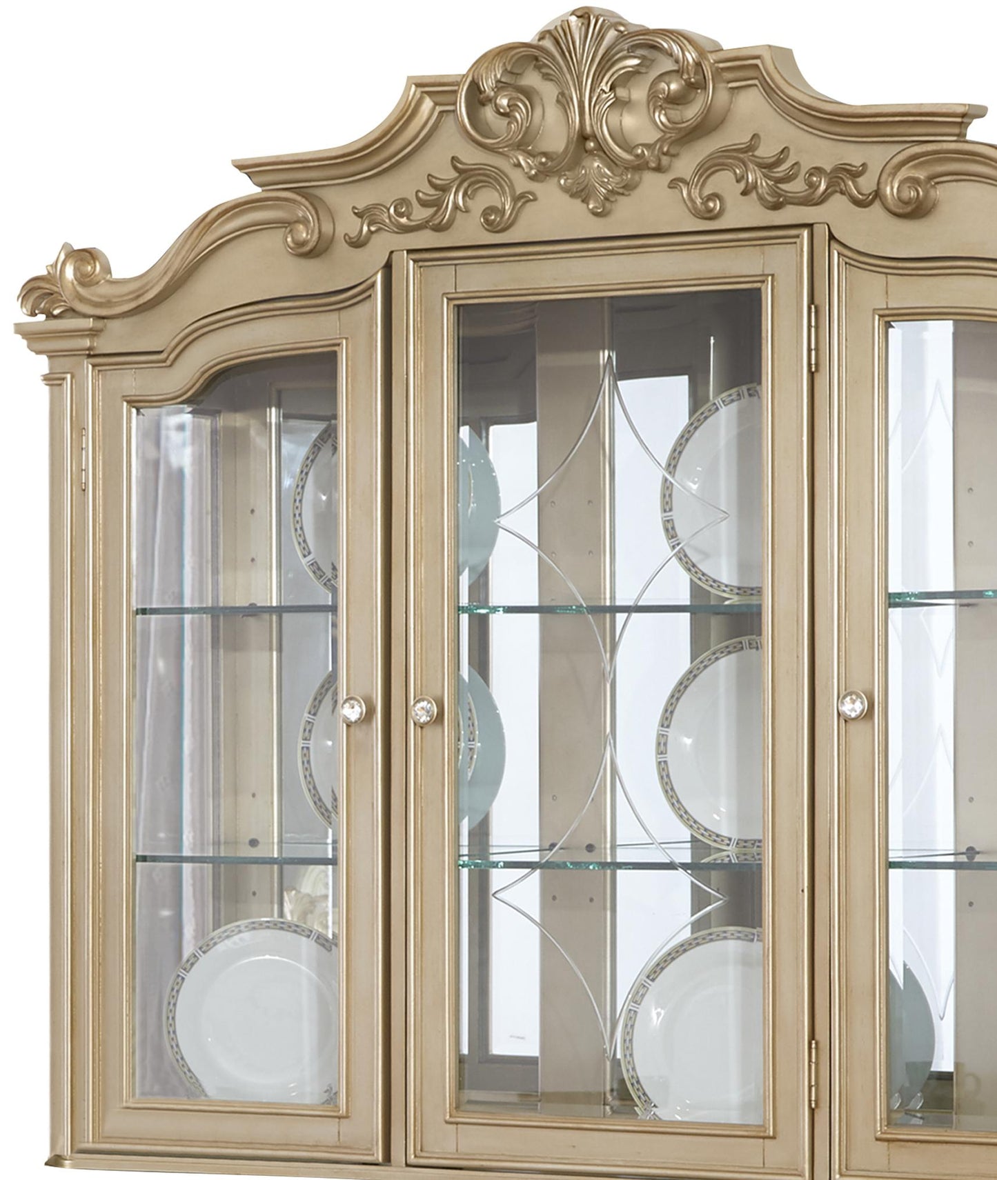 Miranda Transitional Style Dining Hutch in Gold finish Wood Cosmos Furniture