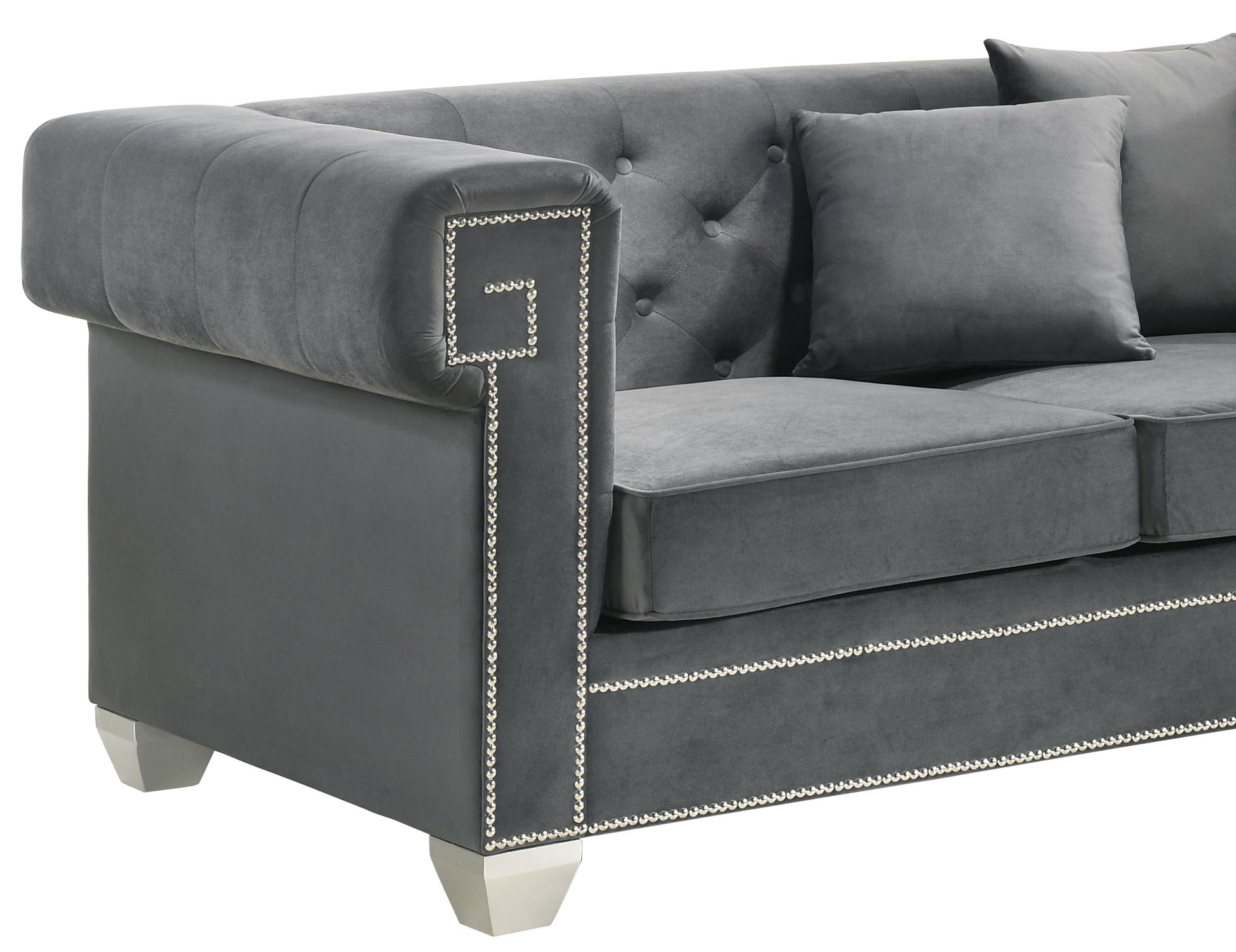 Clover Modern Style Gray Loveseat with Steel Legs Cosmos Furniture