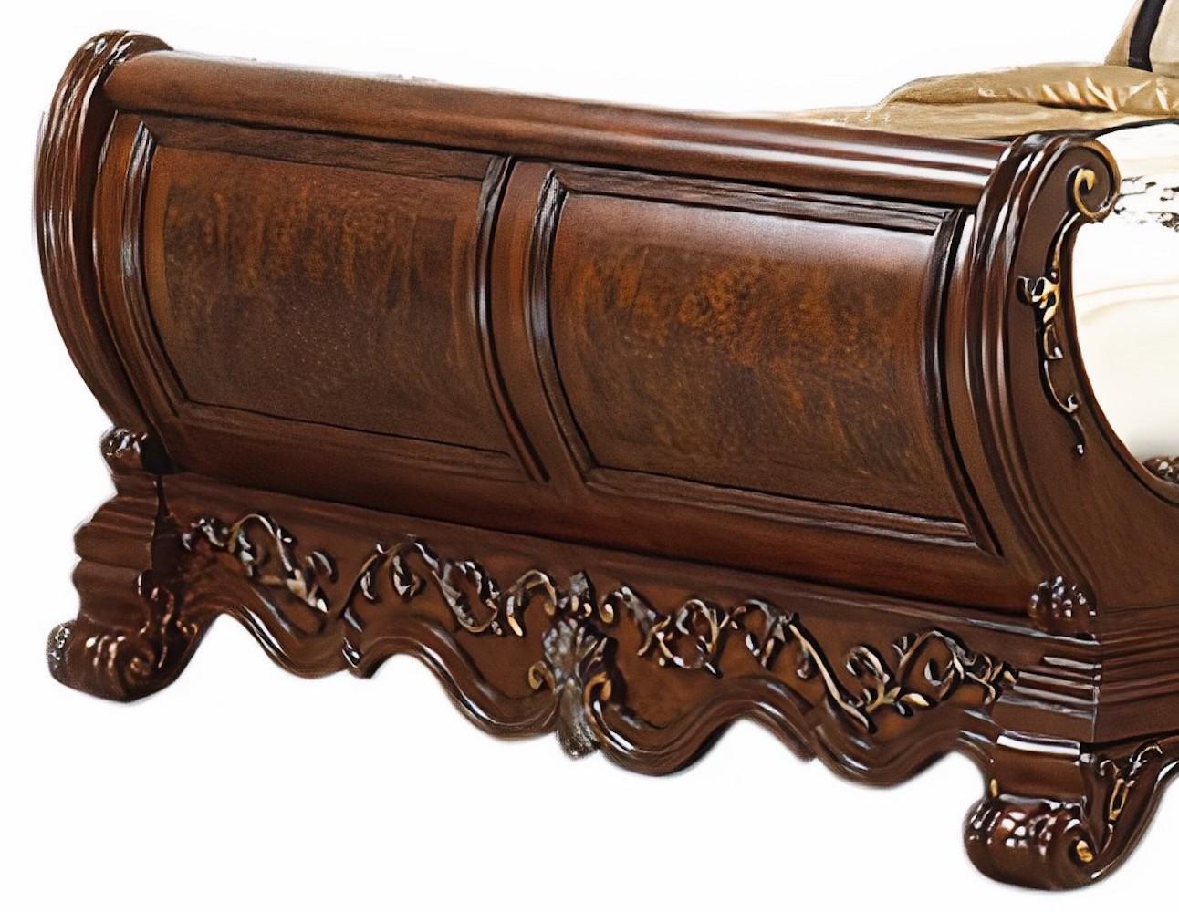 Cleopatra Traditional Style King Bed in Cherry finish Wood Cosmos Furniture