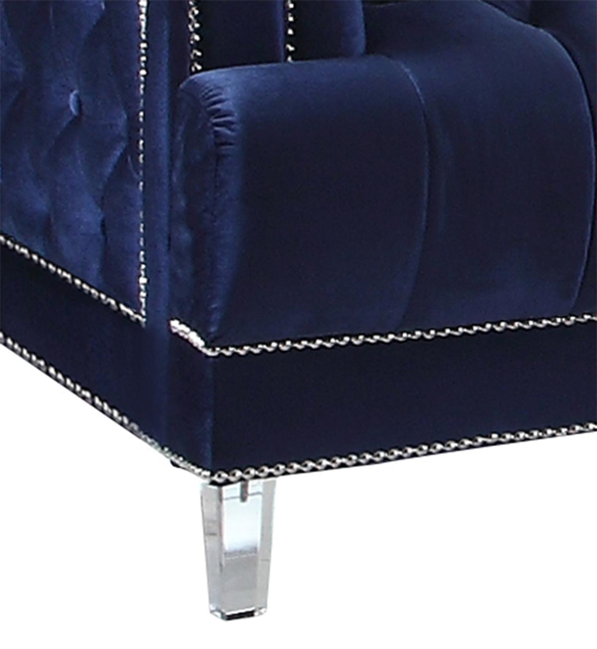 Kendel Blue Modern Style Navy Sofa with Acrylic Legs Cosmos Furniture