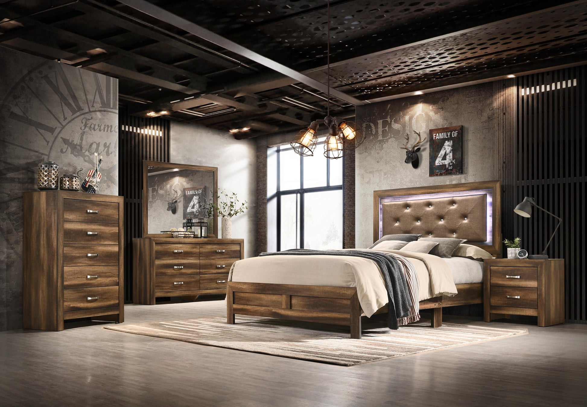 Yasmine Brown Modern Style Queen Bed in Espresso finish Wood Cosmos Furniture