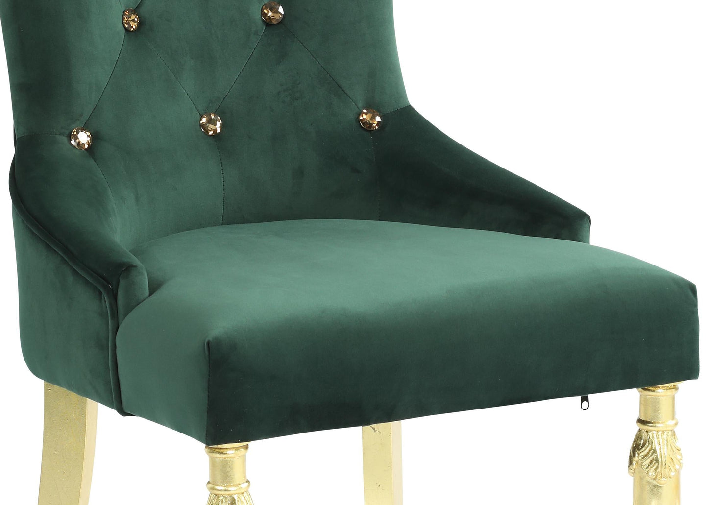 Queen Gold Modern Style Dining Chair in Green Velvet Fabric Cosmos Furniture