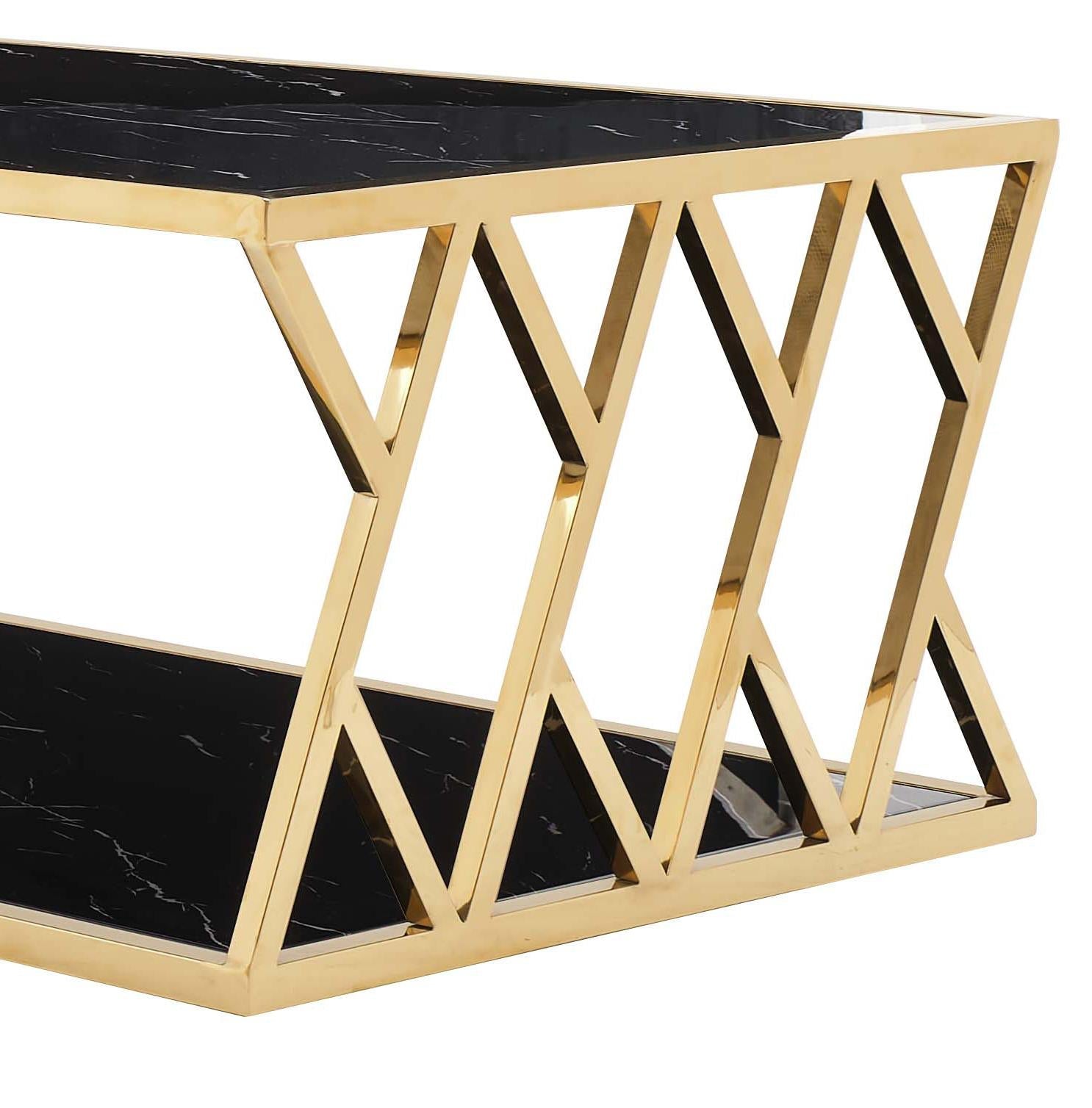 Leah Modern Style Marble Coffee Table with Metal Base Cosmos Furniture