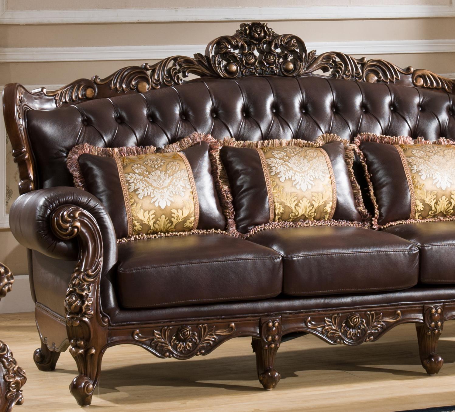 Vanessa Traditional Style Sofa in Walnut finish Wood Cosmos Furniture