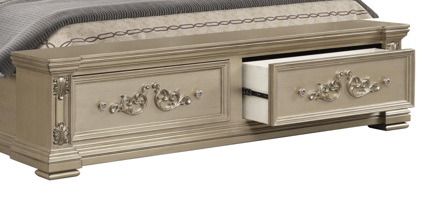 Alicia Transitional Style Queen Bed in Beige finish Wood Cosmos Furniture