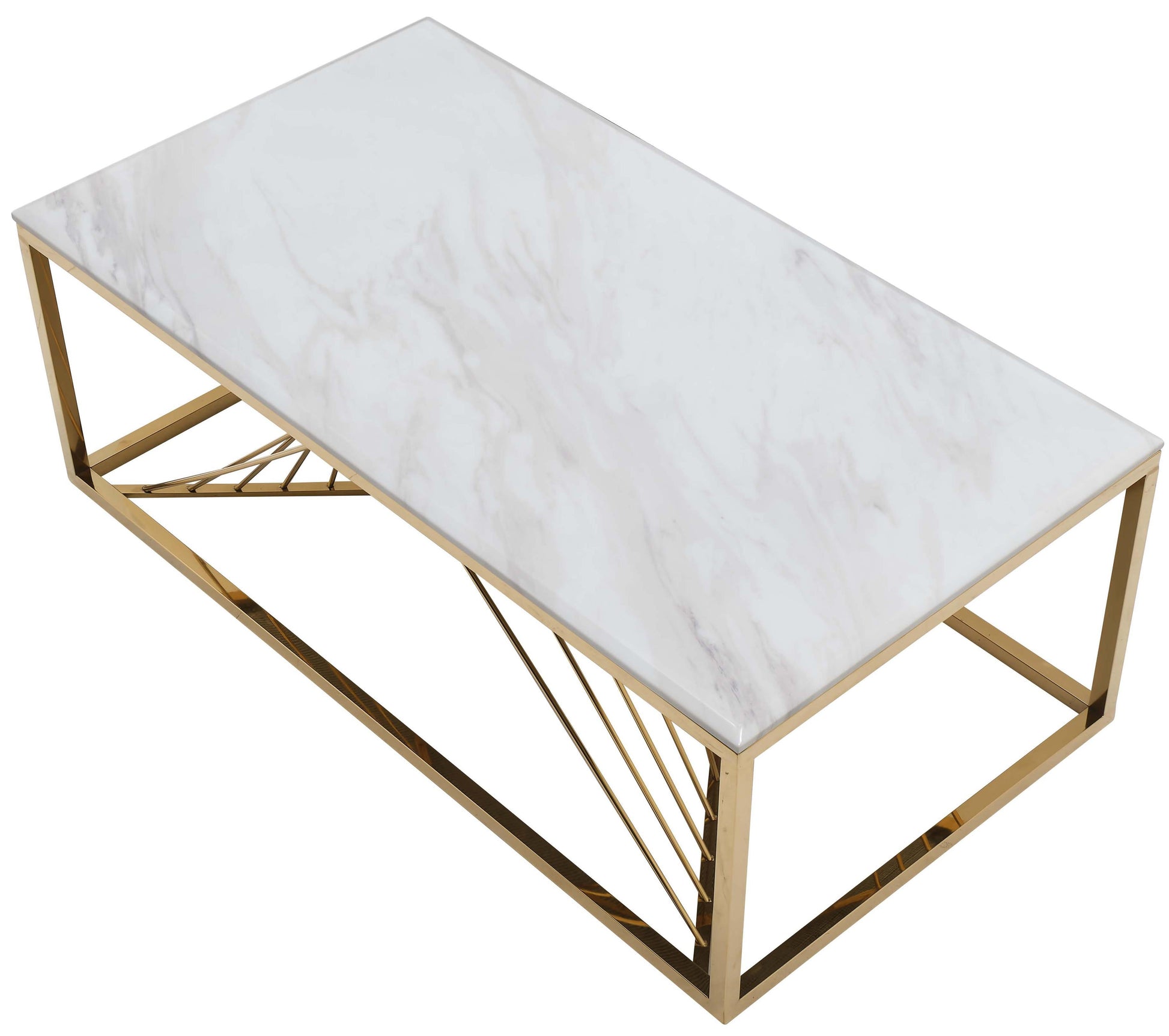 Samira Modern Style Marble Coffee Table with Metal Base Cosmos Furniture