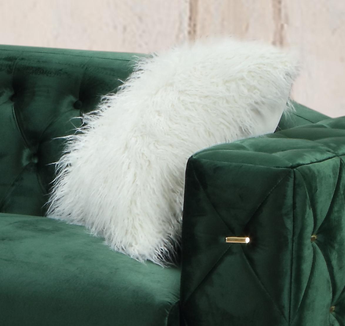 Emerald Modern Style Green Loveseat in Gold finish Cosmos Furniture