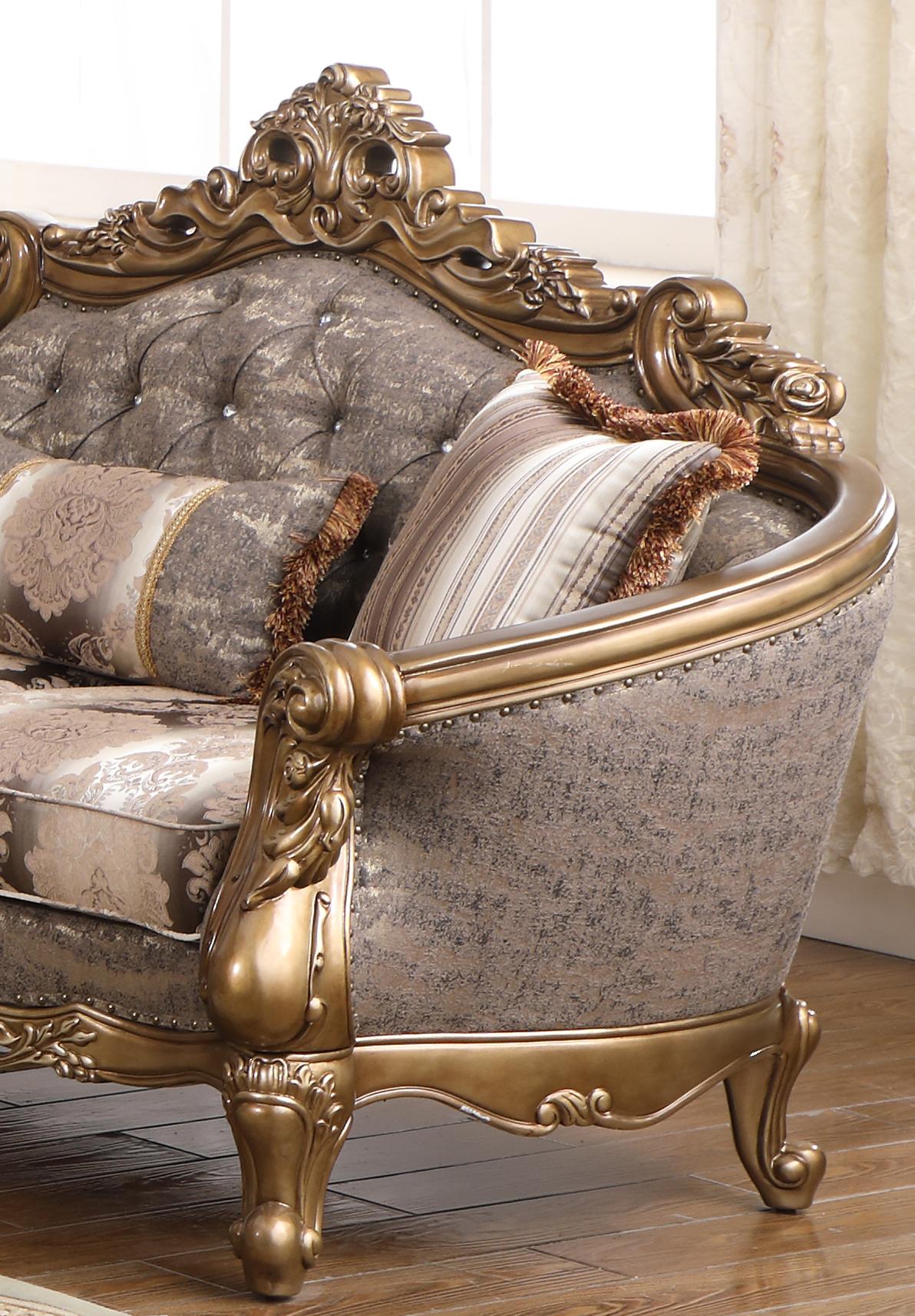 Amelia Traditional Style Loveseat in Bronze finish Wood Cosmos Furniture