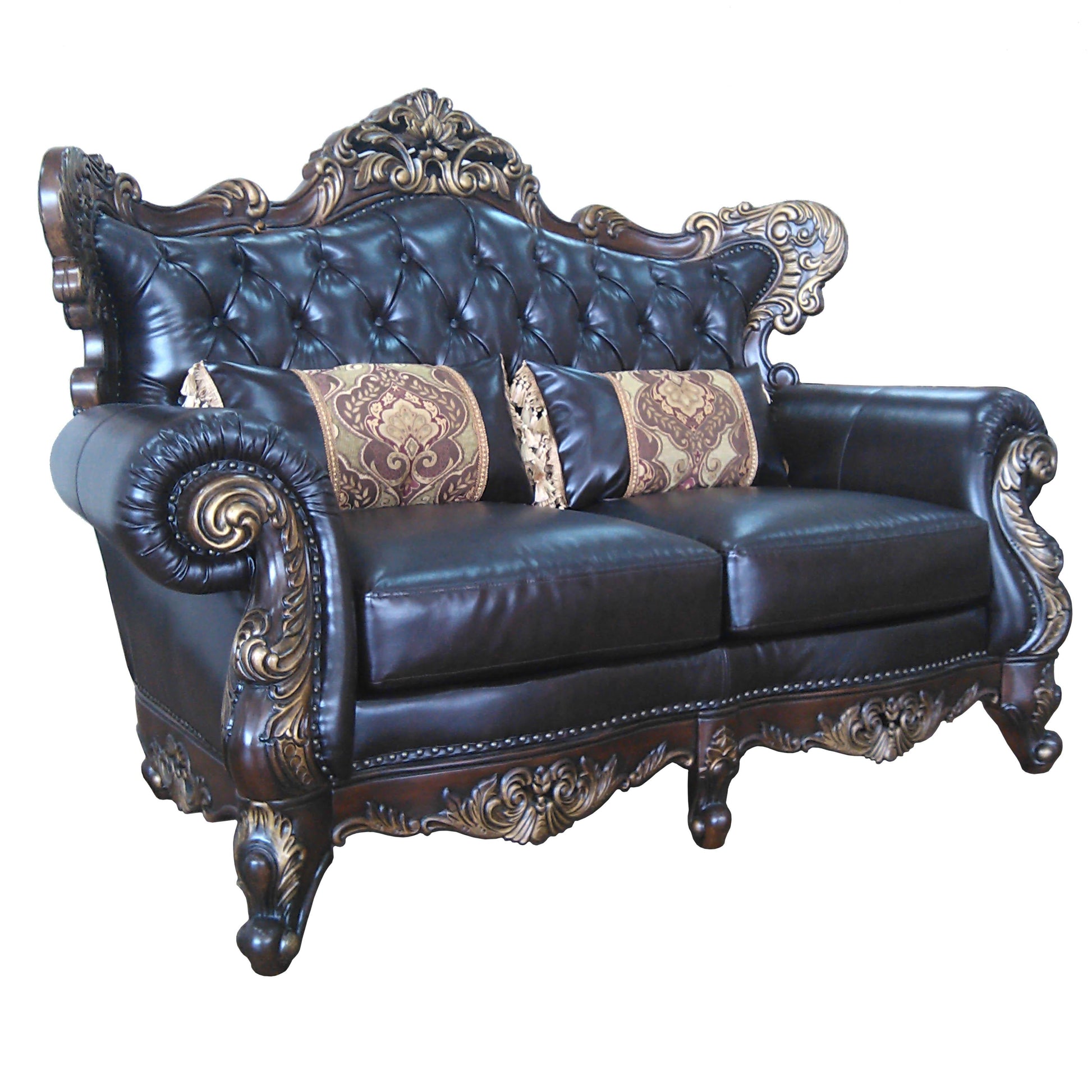 Britney Traditional Style Loveseat in Cherry finish Wood Cosmos Furniture