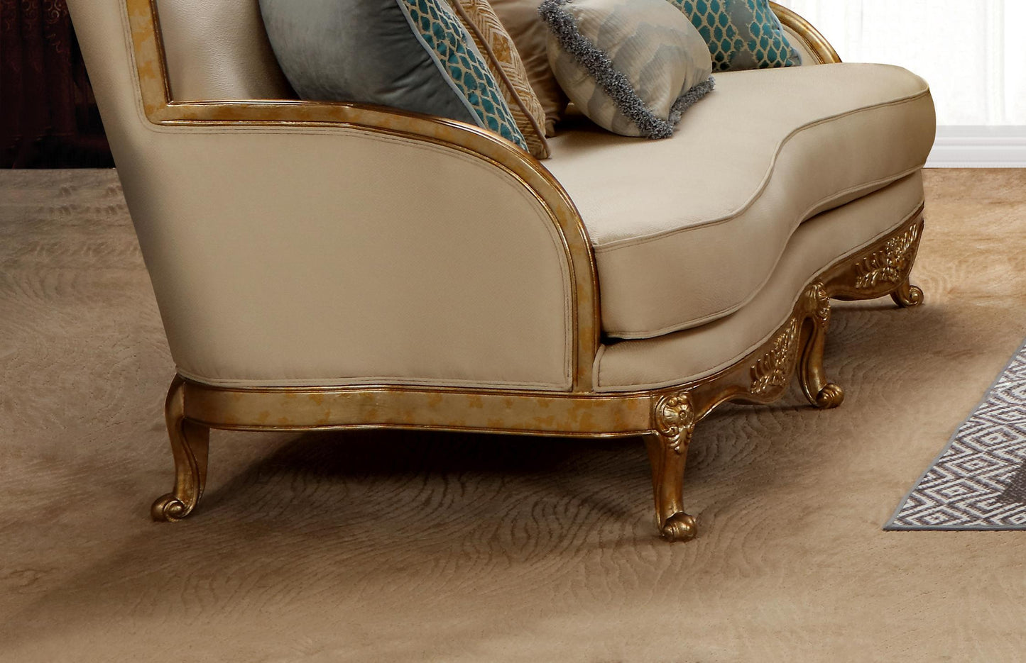 Majestic Transitional Style Loveseat in Gold finish Wood Cosmos Furniture