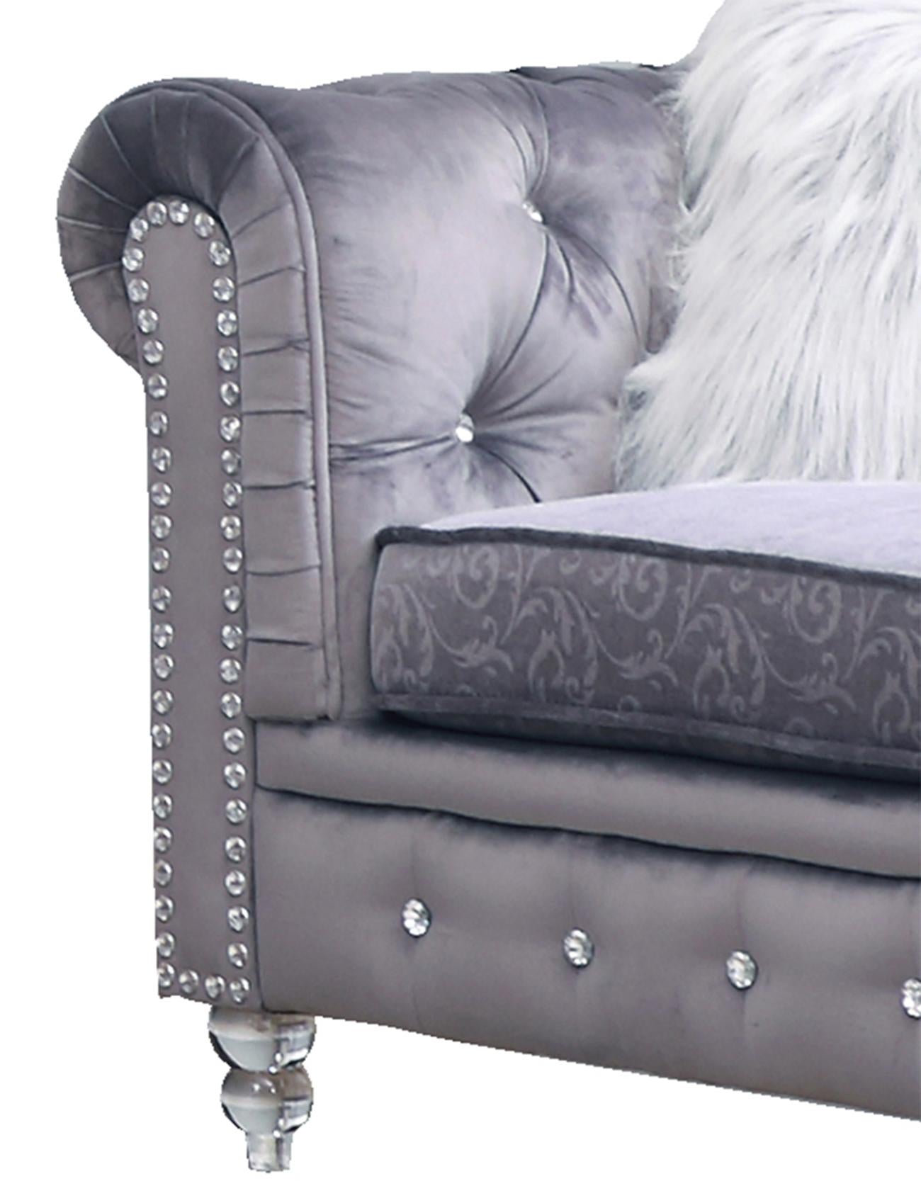 Sahara Modern Style Gray Loveseat with Acrylic legs Cosmos Furniture