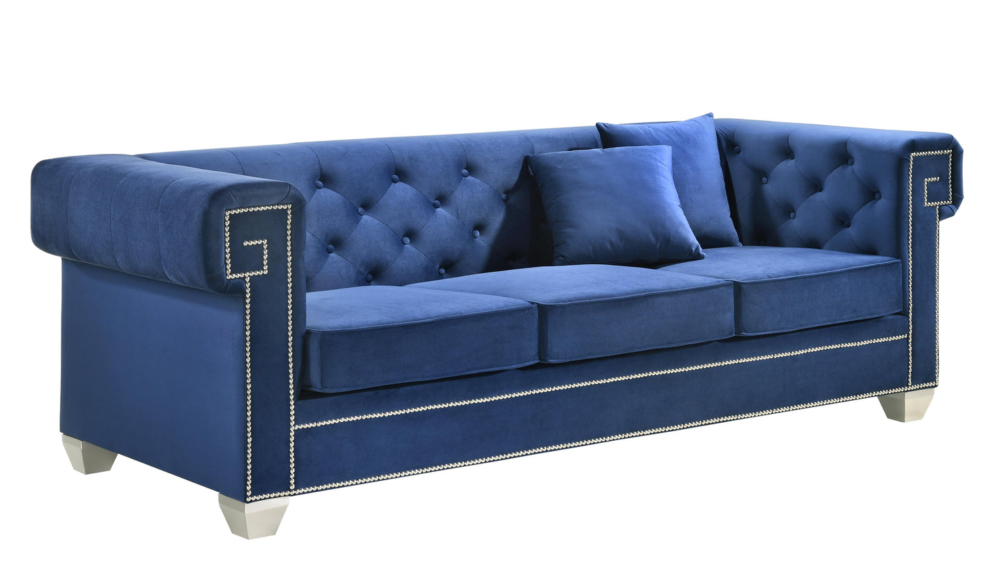 Clover Modern Style Blue Sofa with Steel Legs Cosmos Furniture