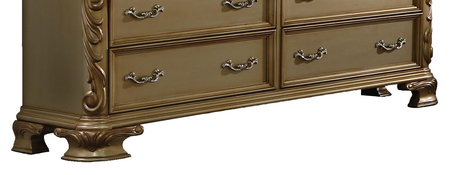 Miranda Transitional Style Dresser in Gold finish Wood Cosmos Furniture