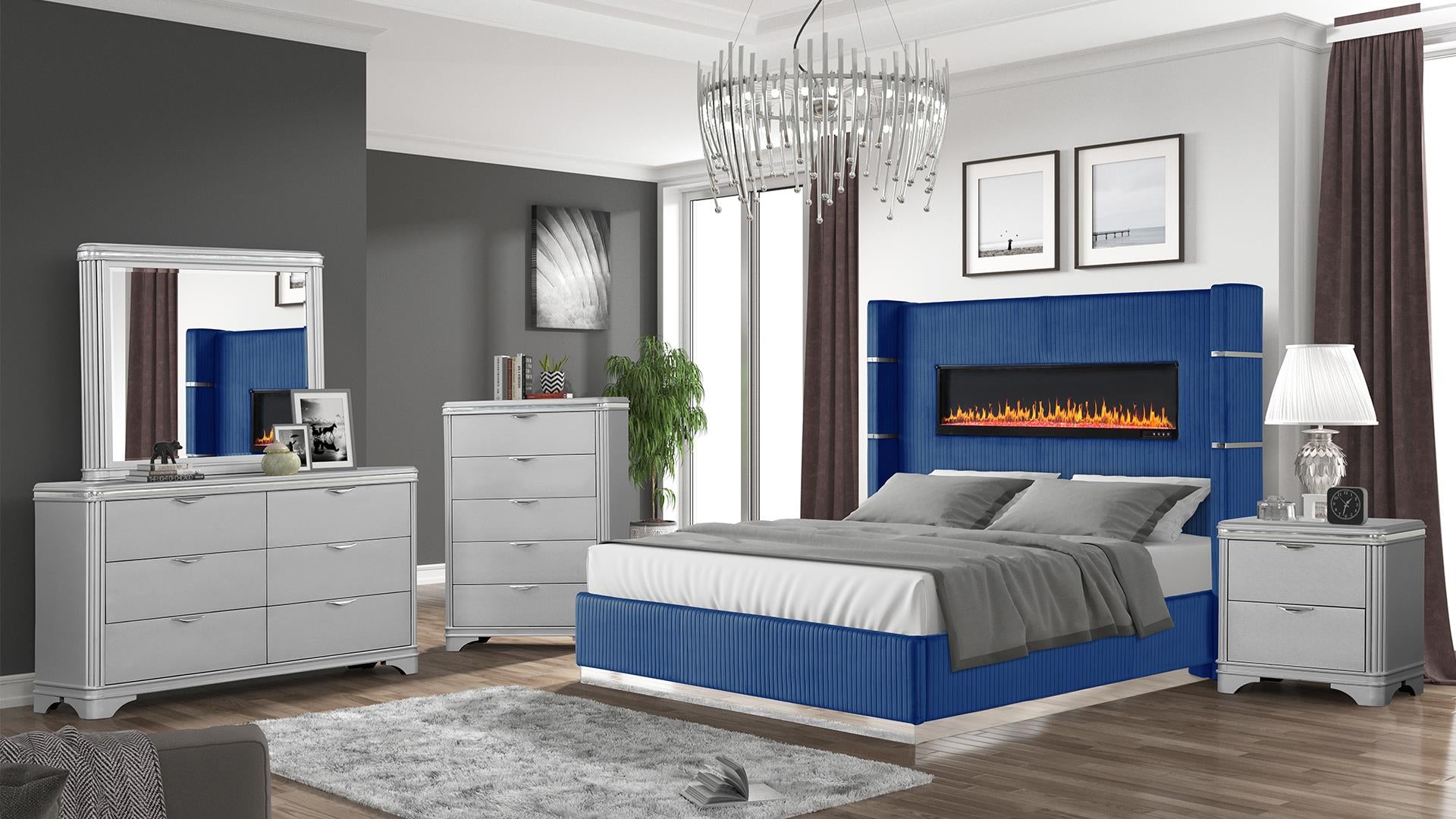 🔥🔥** SANTA MONICA **🔥🔥  🔥FIRE PLACE BED FRAME 🔥 with 🔊🔊 BLUETOOTH 🔊🔊 SPEAKERS…🎶 & USB Charging Ports 🔌
