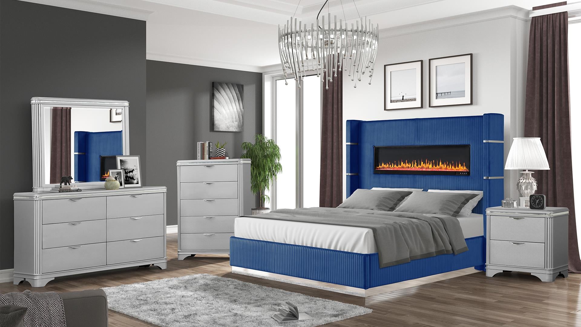 🔥🔥** SANTA MONICA **🔥🔥  🔥FIRE PLACE BED FRAME 🔥 with 🔊🔊 BLUETOOTH 🔊🔊 SPEAKERS…🎶 & USB Charging Ports 🔌 House to Home Furnishings LLC