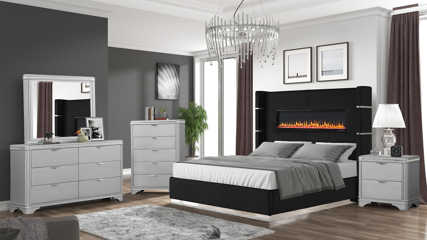 🔥🔥** SANTA MONICA **🔥🔥  🔥FIRE PLACE BED FRAME 🔥 with 🔊🔊 BLUETOOTH 🔊🔊 SPEAKERS…🎶 & USB Charging Ports 🔌 House to Home Furnishings LLC