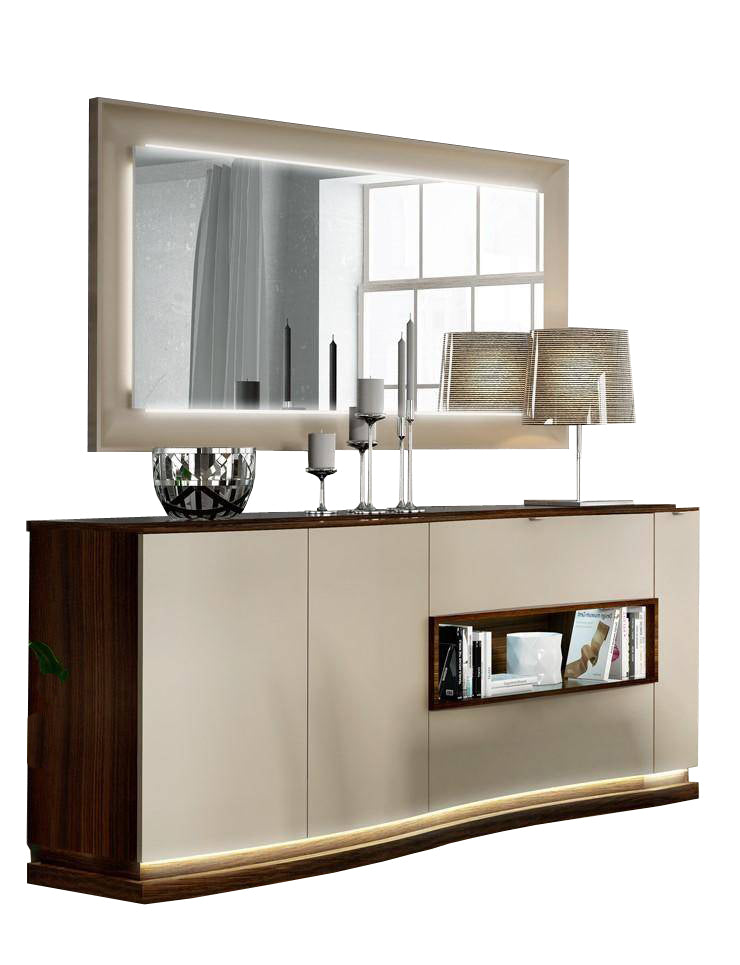 ESF Furniture - Argentina Buffet with Mirror in High Gloss Lacquer - ARGENTINABUFFET-MIRROR ESF Furniture