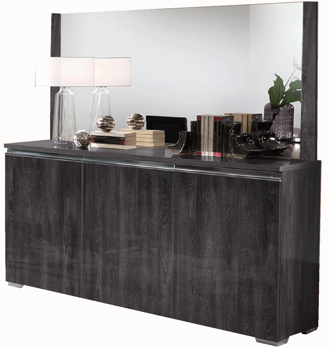 ESF Furniture - Oxford 3 door Buffet Grey w/Mirror - OXFORDMIRRORBUFFET ESF Furniture