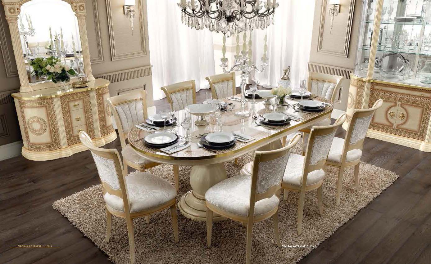 ESF Furniture - Aida Dining Table with 18" ext. - AIDATABLEIVORY ESF Furniture